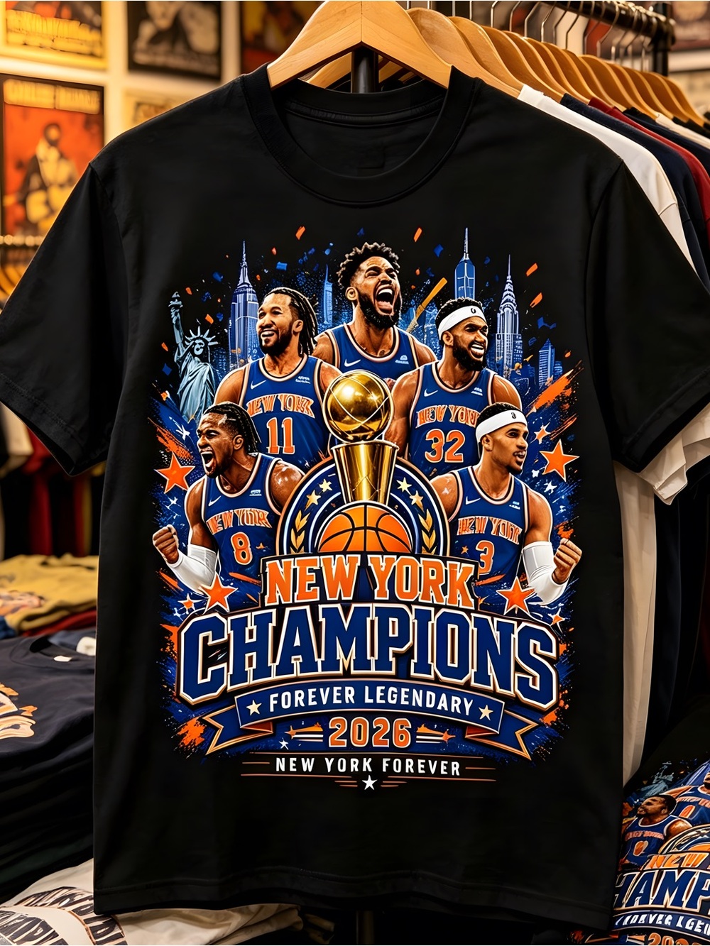 New York Knicks 2026 NBA Champions T-Shirt Black Graphic Tee